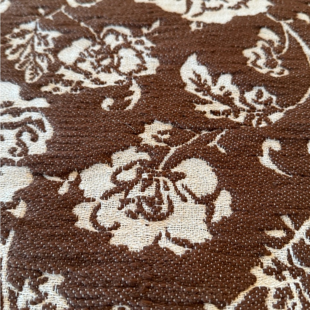 NWOT Brown & Cream Floral Table Runner Tassels 14" x 72" - Picture 6 of 12